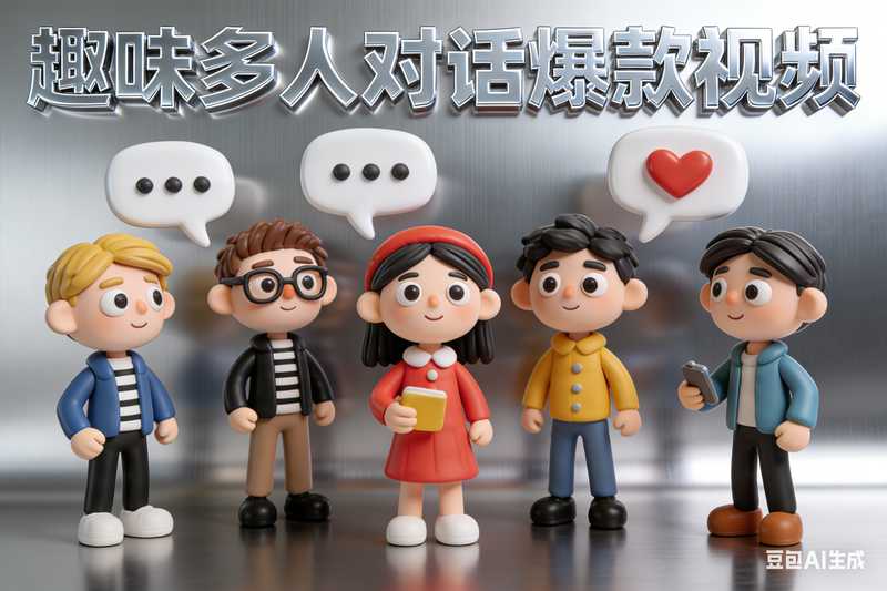 趣味多人对话爆款视频【插件审核中】-满地金AIGC