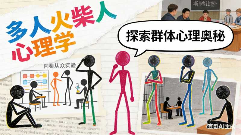 多人火柴人心理学【速创剪映小助手】-满地金AIGC
