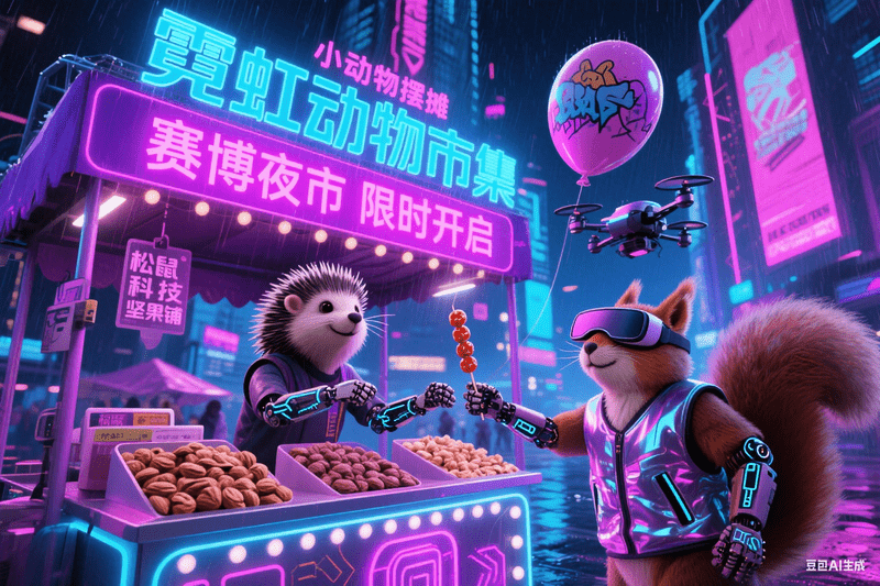 小动物摆摊-满地金AIGC