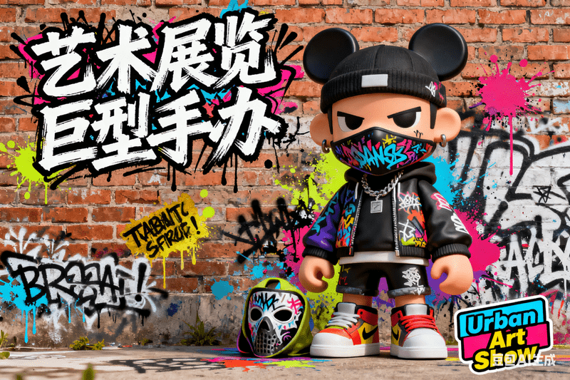 艺术展览巨型手办-满地金AIGC