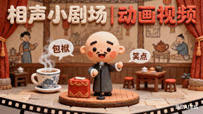 相声小剧场|动画视频【速创剪映小助手】-满地金AIGC